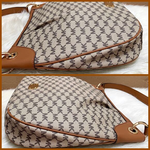 MICHAEL KORS JET SET Logo Nat'l/Acorn Large Pleated NS Convertible Shoulder Bag - Picture 6 of 16